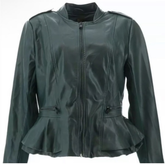 Gilli Women's Dark Green Leather Jacket - Picture 1 of 5